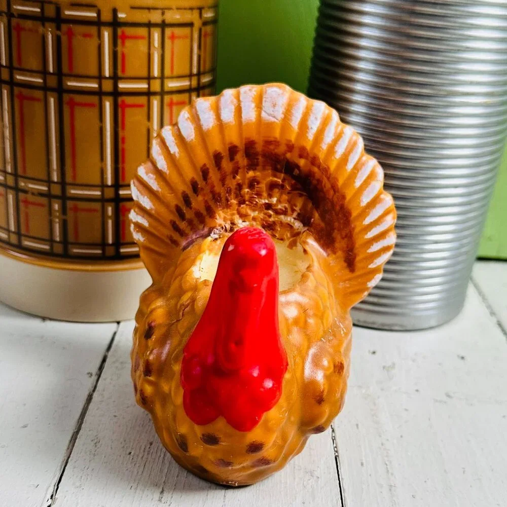 Vintage 1960s Gurley Turkey Candle Thanksgiving Fall Decor 4.75 Inch